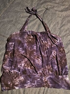 Magicsuit Dark Blues Colored Tie-Dye Halter Swim Top